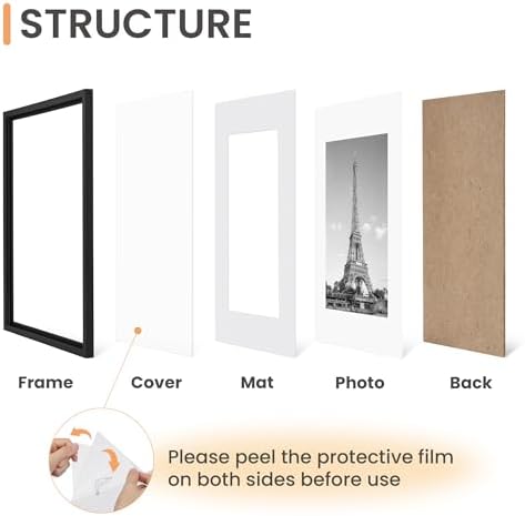 upsimples 8x10 Picture Frame Set of 5, Display Pictures 5x7 with Mat or 8 x 10 Without, Wall Gallery Photo Frames, Black (Pack of 3) - Image 3