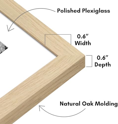 Americanflat 8x12 Picture Frame 5-Pack - Matted to 6x8 - Natural Oak - Image 3