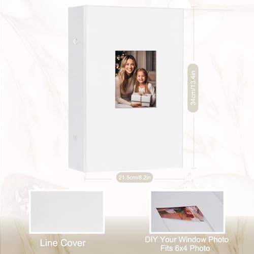 Artmag Fabric Photo Album 4x6 300 Large Capacity for Family Wedding Anniversary Linen Album Holds 300 Horizontal Photos (300 Pockets, White) - Image 2