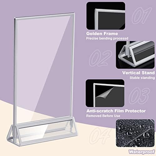 24 Pieces 4 x 6 Clear Acrylic Sign Holder with Silver Borders and Vertical Stand, Double Sided Table Menu Holders Picture Frames for Wedding Table Numbers, Restaurant Signs, Photos and Art Display - Image 5