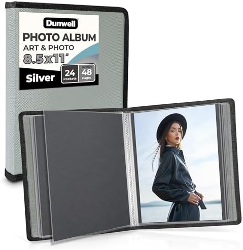 Dunwell Art Portfolio 8.5x11, 24 Pockets, Displays 48 Pages, Silver by Dunwell