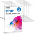 xydstay 12 pack Acrylic Sign Holder 8.5 x 11, Clear Table Display Stand by xydled
