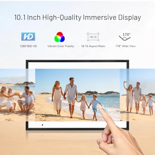 AEEZO Digital Picture Frame, 10.1 Inch Digital Photo Frame with 1280 * 800 HD IPS Touch Screen, Smart Digital Frame Built-in 32GB Memory, Auto-Rotate Easy Setup via AiMOR APP(Black) - Image 4