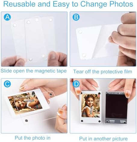 lengnoyp 15 Packs Polaroid Magnets Frame for Refrigerator, Acrylic Fridge Magnetic Picture Frame, Mini Photo Frames, Instax Clear Picture Magnet Display Frame 2.36 X 3.54 Inches - Image 5