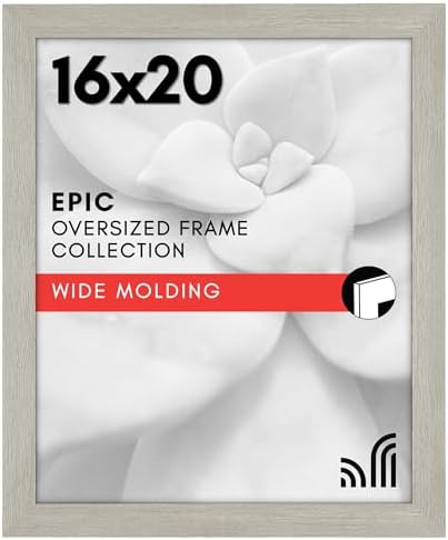 Americanflat 16x20 Poster Frame - Gray Engineered Wood with Polished Plexiglass - Wide Picture Frame for Vertical or Horizontal Wall Display - Epic Collection - Gray by Americanflat