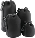 4pcs Camera Lens Bag,4 Sizes Protective Camera Lens Pouch Set with Drawstring Design,Soft Plush Neoprene Bag,Compatible with Canon, Nikon, Sony, Pentax, Olympus (Small, Medium, Large, X Large) by Unknown
