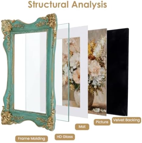 Vintage Picture Frame 5x7, Antique Ornate Unique Photo Frame Décor, Teal - Image 4