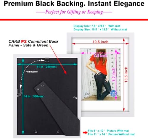 RPJC 11x14 Solid Wood Picture Frame Real Glass Cover White - Image 7