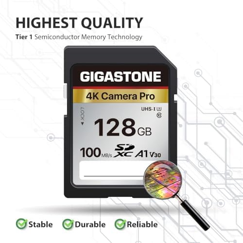 【5-Years Data Recovery】 GIGASTONE 128GB SD Card with USB Type C Card Reader, 4K Camera Pro, UHS-I A1 V30 U3 SDXC Memory Card, Speed up to 150MB/s, Compatible with Digital Camera, with 1 mini case - Image 7