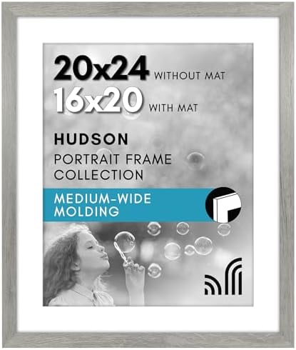 Americanflat 20x24 Poster Frame - Matted to 16x20 - Grey Wood by Americanflat