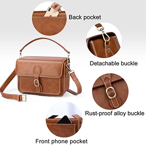 Cwatcun Camera Sling Bag Retro PU Leather, Crossbody for DSLR/Mirrorless - Image 4