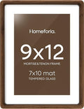 Homeforia 9x12 Mortise&Tenon Walnut Picture Frame, 7x10 Mat, Glass by Homeforia