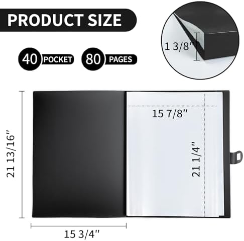 JJRING 16x22 Art Portfolio Binder with Handle Black - Image 2