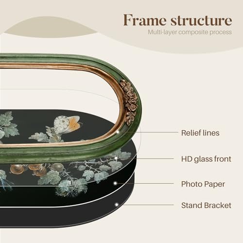 Cuspin 8x10 Vintage Picture Frame Green and Gold Ornate Floral Arched Frame - Image 6