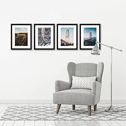 Americanflat 9x12 Picture Frame 4-Pack - Matted to 6x8 - Black - Image 4