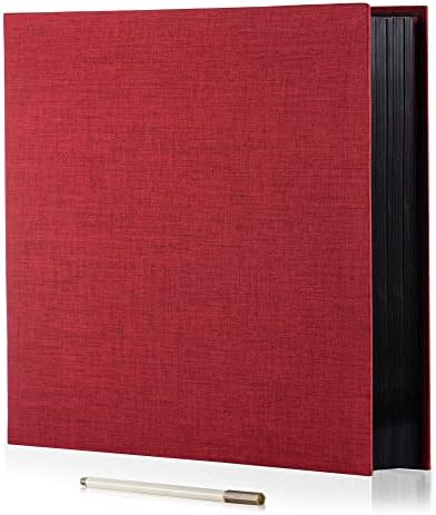 Photo Album Self Adhesive Scrapbook 3x5 4x6 5x7 6x8 Magnetic Album DIY Scrap Book 11x10.6 Inch 40 Black Sticky Pages Linen Cover DIY Photo Album(Red) by HoneyTolly