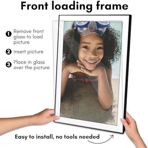 Americanflat Front Loading 13x19 Picture Frame with Shatter-Resistant Glass - Set of 3 - Use as 11x17 Frame with Mat - Metropolitan Collection - Photo Frames for Wall Display - Black - Image 7