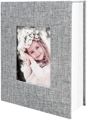 Photo Album 4x6 100 Pockets, Linen Cover Top Loader Vertical, Slip-in Picture Grey Pockets Albums for Wedding, Family, Anniversary, Baby, Vacation by HenPisen