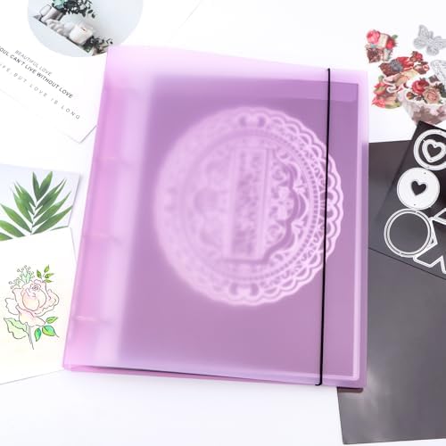A4 Dies and Stamps Storage Book Binder Folder, Page Protectors Pockets Inserts Organizer for Cutting Dies Stencil Album Stamp Crafts, 1Pcs Purple Storage Book Cover & 20 Inserts with 1/2/3/4 Pockets - Image 5