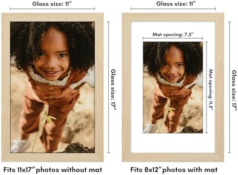 Americanflat 11x17 Picture Frame - Matted to 8x12 - Natural Oak - Image 2