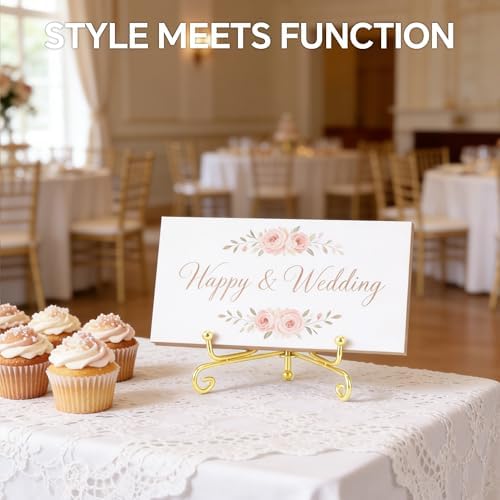 Artliving Plate Stands for Display, 4 Inch Decorative Plate Holder, Metal Picture Stand for Table, Small Easels for Display Card, Photo, and PSA Slab - Ideal for Party and Wedding (Gold, 2 Pack) - Image 4