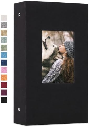Vienrose 4x6 Photo Album,300 Pockets,Linen Cover with Window,Black by Vienrose