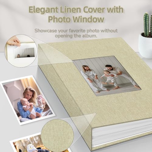 popotop Photo Album 4x6-300 Photos Linen Cover Photo Books with 300 Horizontal Pockets,Slip-in Picture Albums for Family Wedding Anniversary Baby Vacation Pictures - Image 2