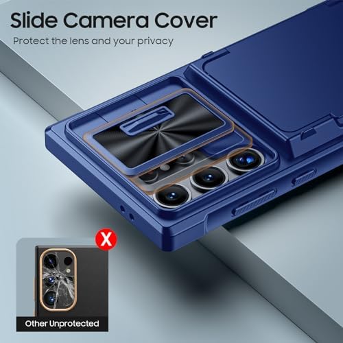 GooseBox for Samsung Galaxy S24 Ultra Wallet Case with RFID Blocking Card Holder, Camera Cover and Kickstand, Full Body Shockproof Wallet Case for S24 Ultra 6.8Inch 2024 for Women Men-Blue(Upgraded) - Image 6