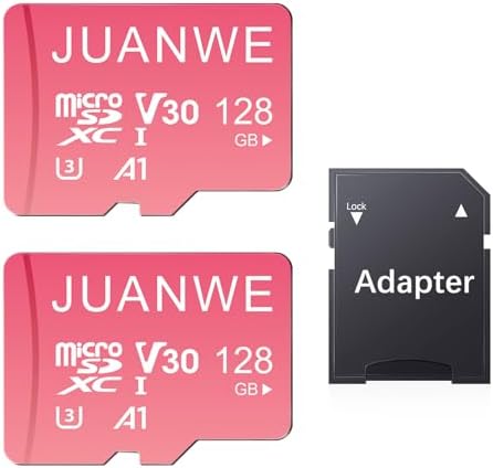 JUANWE 128GB Micro SD Card 2 Pack 128GB TF Card with Adapter, microSDXC Memory Card for Camera, Drone, U3, A1, V30, 4K UHD, UHS-I, SD Card by JUANWE