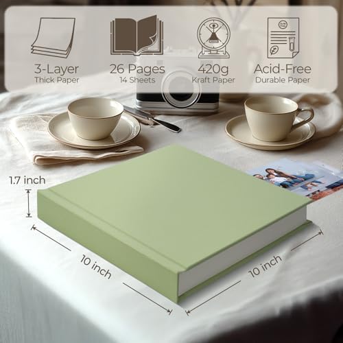 Vienrose Scrapbook Album 10x10 Inch Linen 420gsm Kraft 40 Pages Grass Green - Image 4