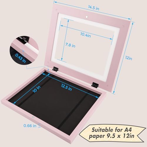 2 Pack 10x12.5 Front-Opening Kids Artwork Frames Changeable (Light Pink) - Image 7