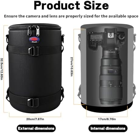 Camera Lens Case,Fits 6.70"x10.63" DSLR Lens,Protective Carry Pouch - Image 2