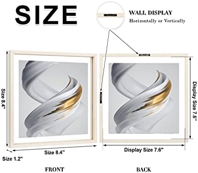 Egofine 8x8 Floating Frames Set of 2, Double Plexiglass Picture Frame, Made of Solid Wood Display Any Size Photo up to 8x8, Wall Mount or Tabletop Standing, Beige - Image 2