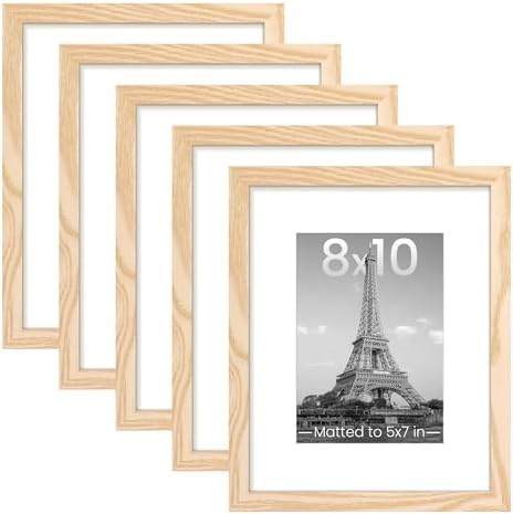 upsimples 8x10 Picture Frames, Gallery Wall Frames Set of 5, Natural Style by upsimples