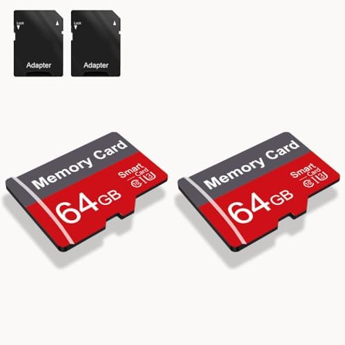 2 Pack Memory Card 64GB with Adapter, High Speed TF Card, UHS-I C10 A1 Memory TF Card for Tablet/Mobile Phone/Camera/Car Audio/Game Console (64, GB) by Unknown