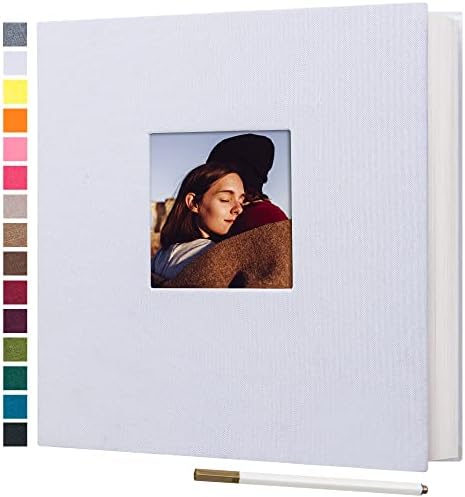 potricher Large Self Adhesive Photo Album 80 Pages, Linen cover, White by potricher