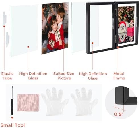 Golden State Art 4x6 Double Picture Frame with Real Glass, Hinged, Black - Image 2