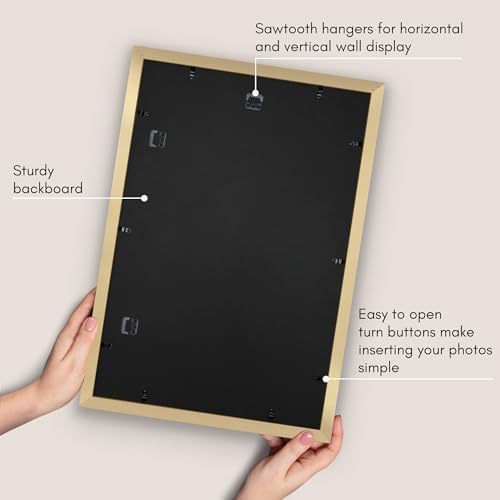 Americanflat 16x24 Poster Frame - Matted to 12x18 - Engineered Wood - Gold - Image 5