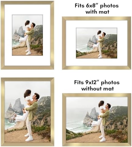 Americanflat 9x12 Picture Frame 5-Pack - Matted to 6x8 - Gold - Image 4
