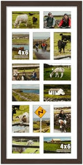 DUENPY 14x30 Collage Frame For 14 4x6 Photos Walnut by DUENPY
