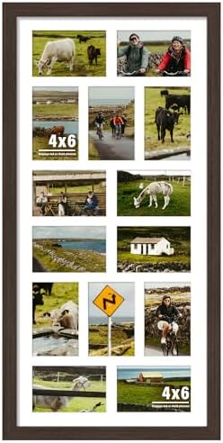 DUENPY 14x30 Collage Frame For 14 4x6 Photos Walnut by DUENPY
