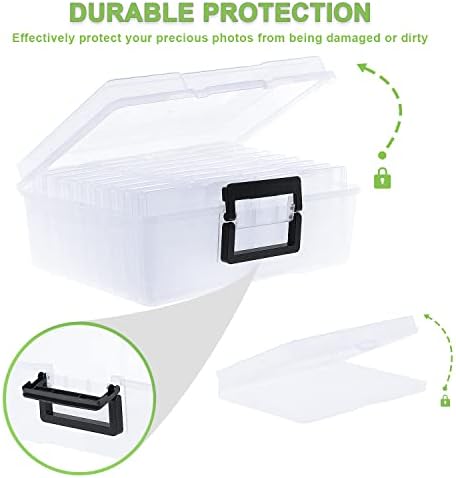 Photo Storage Box 5" x 7", 18 Inner Extra Large Photo Organizer Container, Plastic Craft Storage Box with Handle for Cards, Sticker, Seed, Scrapbooking, Craft, Classroom Supplies - Image 5