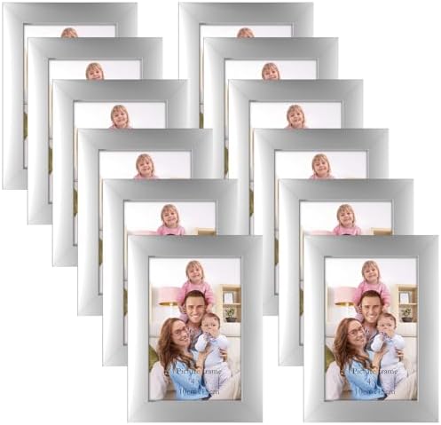 Giftgarden 4x6 Picture Frame Silver Set of 12, Multi Modern 4 by 6 Photo Frames Bulk for Wall or Tabletop Display by Giftgarden