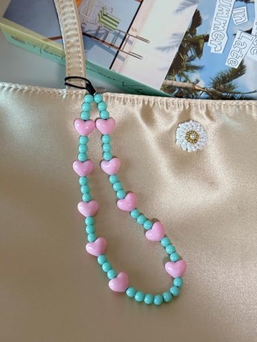 Drawwind Phone Charm Beaded Wristlet Strap Universal Cell Phone Lanyard Cute Bracelet Wrist Strap Beaded Chain String Handmade Accessories for Case Camera Bags (Sweet Hearts) - Image 6
