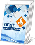 6 Pack 8.5 x 11 Inch Acrylic Sign Holder, L-Shape Acrylic Stands by Unknown
