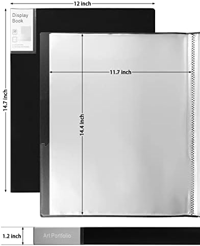 Folder with Plastic Sleeves 2 Packs 11"x14" Black Portfolio Folder for Artwork Display Book 30 Pockets 60 Page Capacity - Image 2