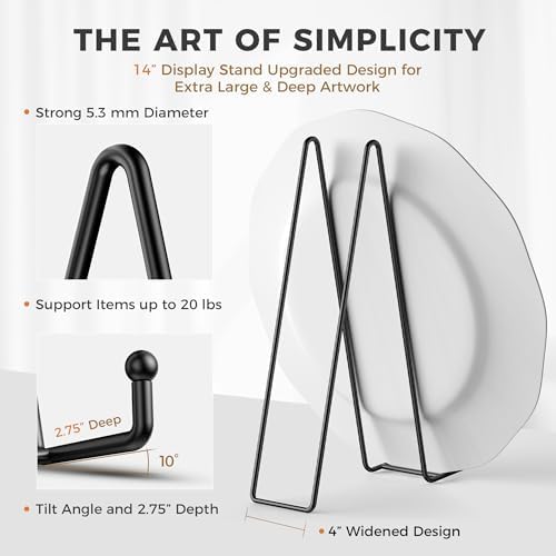 TR-LIFE 14 Inch Black Metal Plate Stand (3 Pack) - Heavy Duty Display Easel Holder for Large Picture Frames, Plates and Signs - Image 2