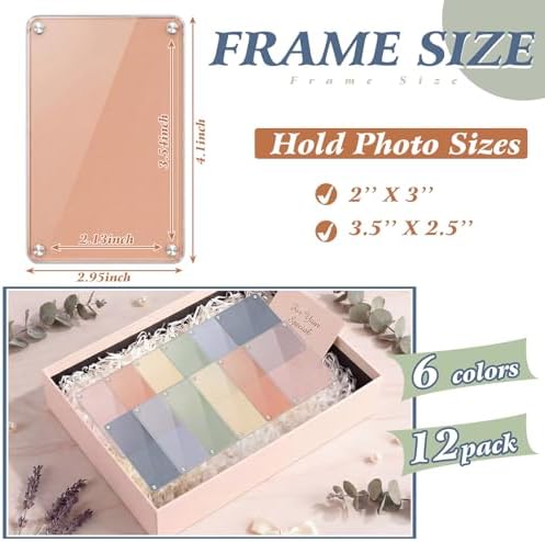 AceOrbit 12 Pack Boho Magnetic Picture Frames Acrylic Fridge Magnetic Frame Back to School Locker Decor 2.9x4.1in Double Sided for Refrigerator Dorm Office Bulletin Board Instant Photos - Image 2