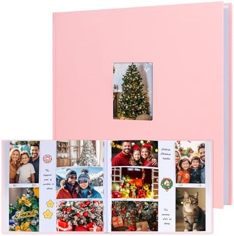 600 Pocket 4x6 Photo Album with Writing Space, Linen Cover, Pink by Xfveiwoo