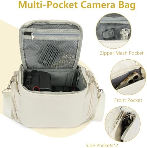 Ainiv DSLR Camera Bag, Large Waterproof Anti-Shock SLR Camera Case, Beige - Image 3